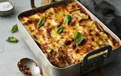 Vegetarisk lasagne med aubergine och spenat